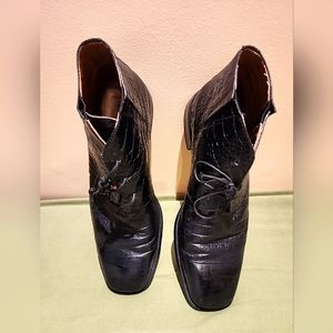 Men's Vintage Marco Vicci Black Crocodile Leather Ankle boots- 11M